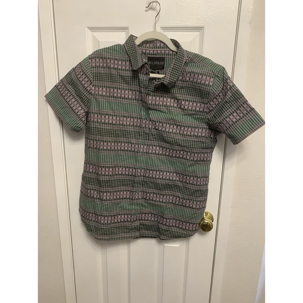 NWT Wildfang Essential Geometric Womens Short Sleeve Shirt Green Large